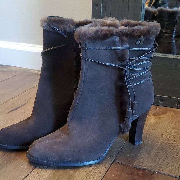 Morgan de Toi faux Fur heeled boots, 39, brown - Picture 1 of 6
